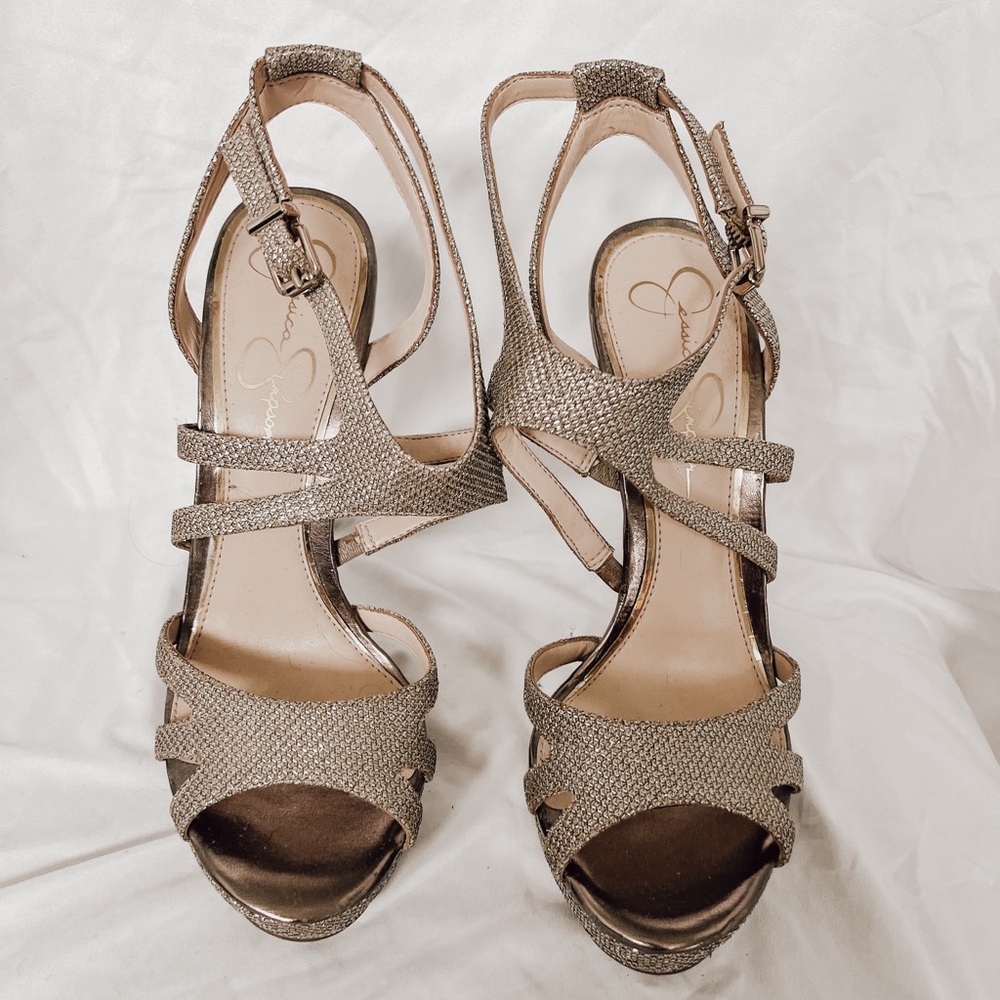 Jessica Simpson Champagne Shimmer Heels